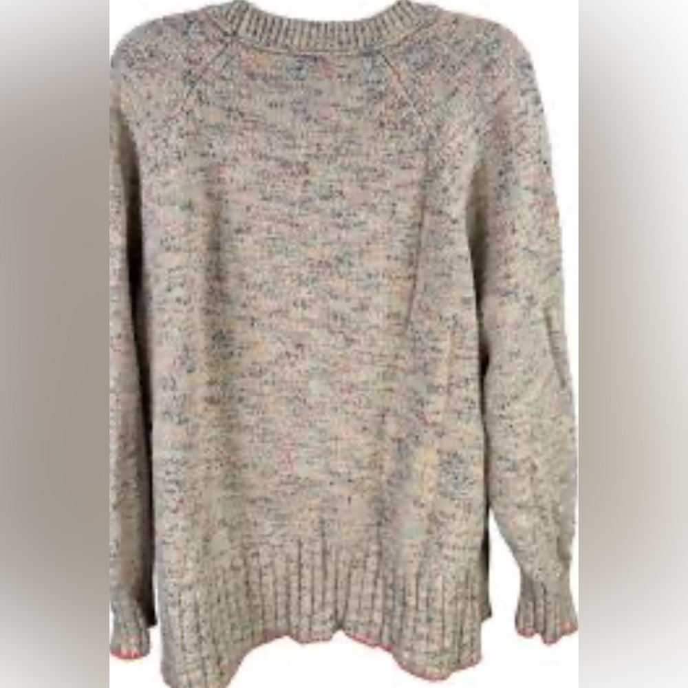 J.Jill Women’s Multi Speckled Pull Over Crew Neck Knot Sweater Size XL